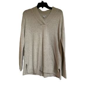 J.Jill Beige V Neck Cream Long Sleeve Soft Small Women's Sweater